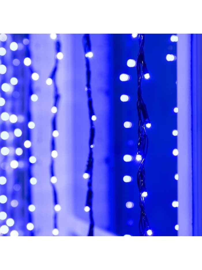Гирлянда «Водопад» 2×1.5 м, IP44, тёмная нить, 400 LED, свечение синее, 8 режимов, 220 В