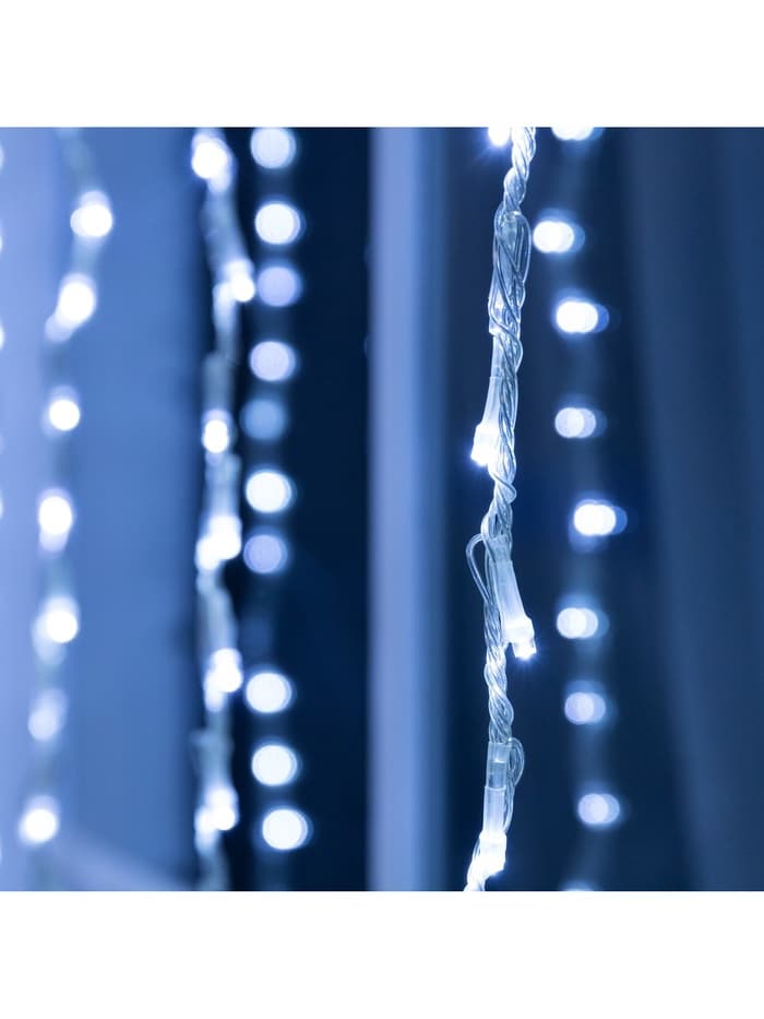 Гирлянда «Водопад» 2×1.5 м, IP44, прозрачная нить, 400 LED, свечение белое, 8 режимов, 220 В