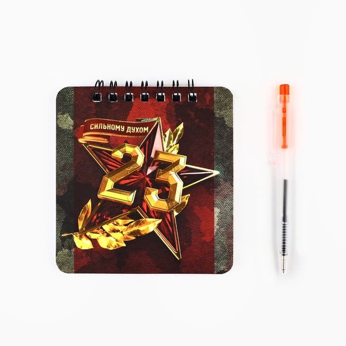 Подарочный набор, блокнот, 48 листов, мини ручка «23 февраля: Настоящему герою»