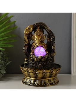 Фонтан настольный с подсветкой «Ганеша в арке с лотосом», от сети, 28.5×20.5×20.5 см