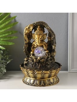 Фонтан настольный с подсветкой «Ганеша в арке с лотосом», от сети, 28.5×20.5×20.5 см