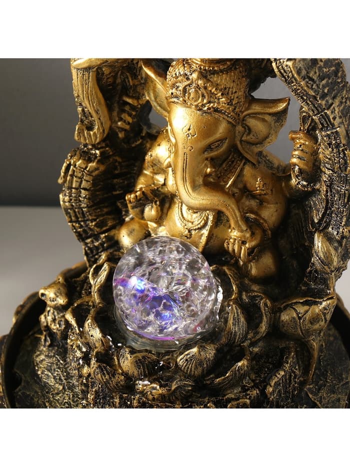 Фонтан настольный с подсветкой «Ганеша в арке с лотосом», от сети, 28.5×20.5×20.5 см