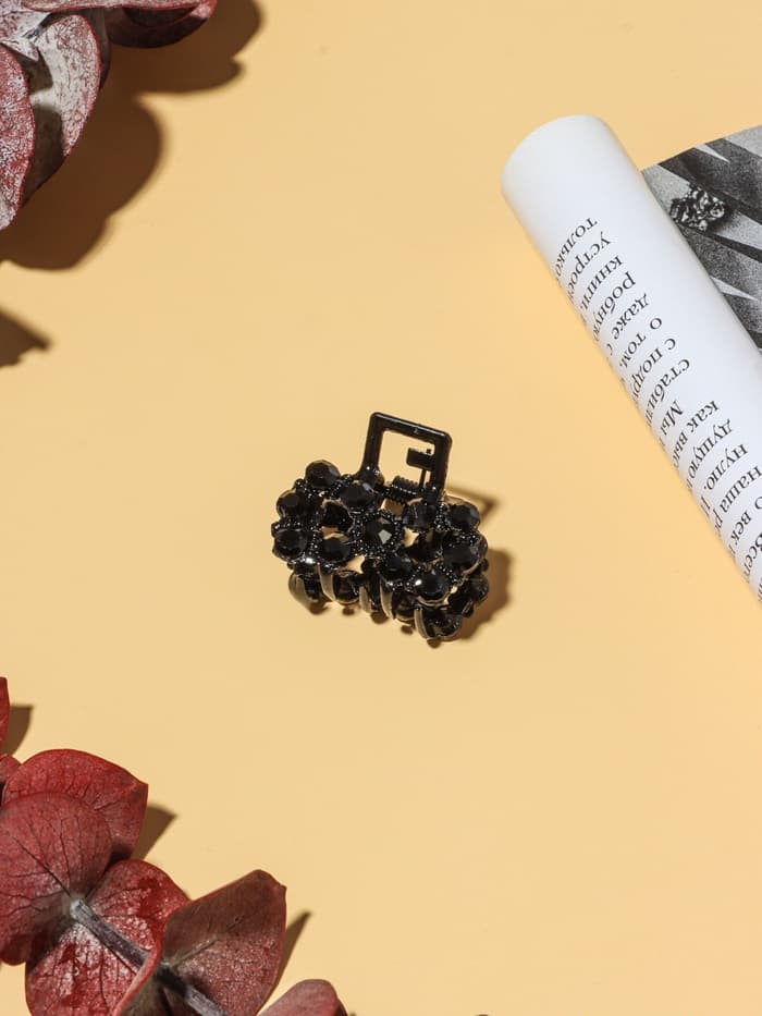 Крабик для волос «Мелани», бантик, 2.5 см, чёрный