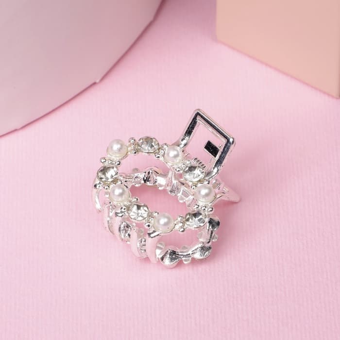 Крабик для волос «Мелани», овал, 2.5 см, серебристо-белый