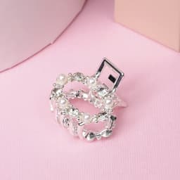 Крабик для волос «Мелани», овал, 2.5 см, серебристо-белый