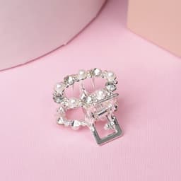 Крабик для волос «Мелани», овал, 2.5 см, серебристо-белый