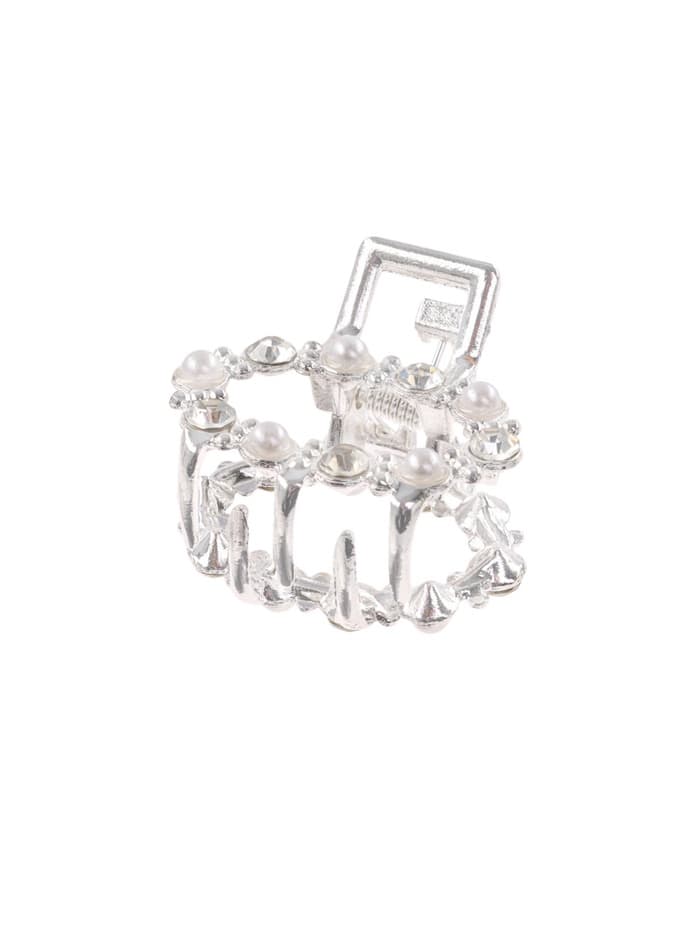 Крабик для волос «Мелани», овал, 2.5 см, серебристо-белый