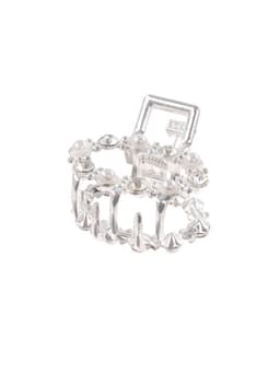 Крабик для волос «Мелани», овал, 2.5 см, серебристо-белый