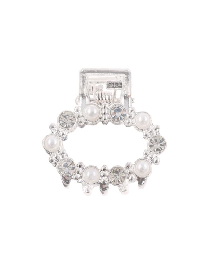 Крабик для волос «Мелани», овал, 2.5 см, серебристо-белый