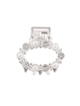 Крабик для волос «Мелани», овал, 2.5 см, серебристо-белый