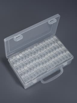 Органайзер для хранения мелочей, 64 баночки, 13×22×5 см, с наклейками, прозрачный