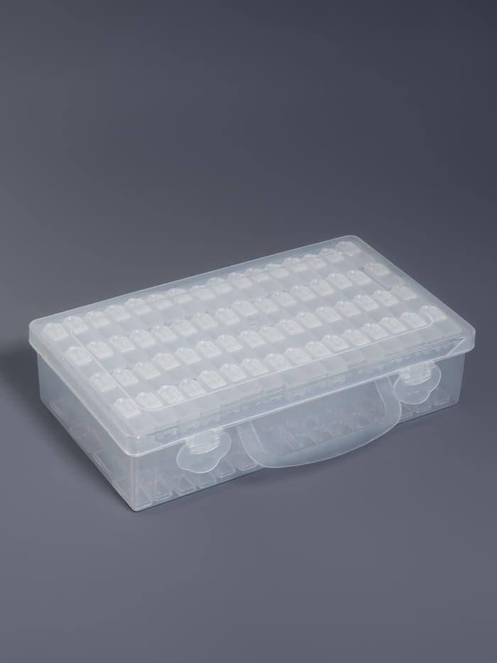 Органайзер для хранения мелочей, 64 баночки, 13×22×5 см, с наклейками, прозрачный