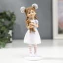 Фигурка полистоун «Малышка с цветами в волосах, с мишкой», 16×4.5×5.5 см