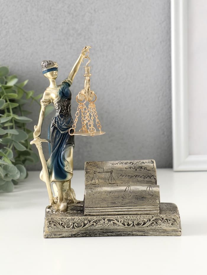 Фигурка-визитница настольная «Фемида - богиня правосудия», полистоун, 18×13.5×5 см