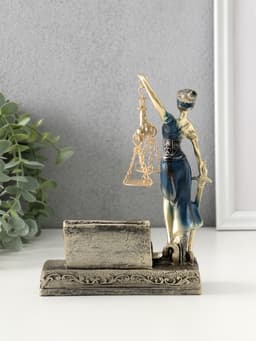 Фигурка-визитница настольная «Фемида - богиня правосудия», полистоун, 18×13.5×5 см