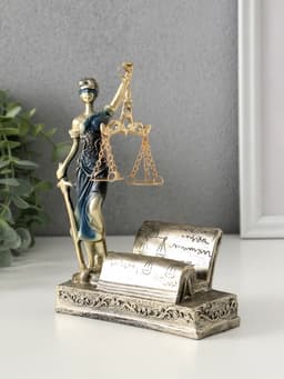 Фигурка-визитница настольная «Фемида - богиня правосудия», полистоун, 18×13.5×5 см