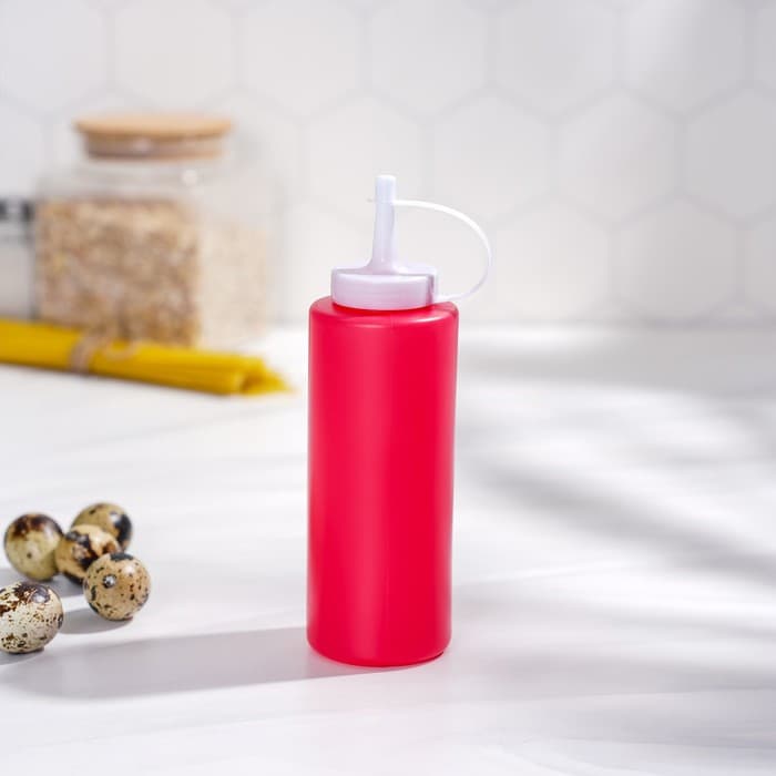 Бутылка для соуса Доляна, 350 мл, 5.7×19 см, пластик, красная