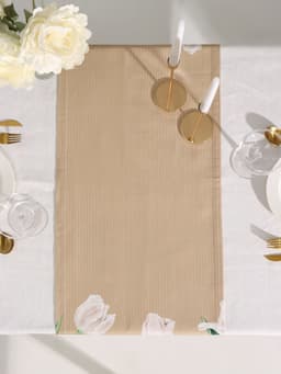 Дорожка на стол «Этель. Белые тюльпаны», 40×149 см, 100% хлопок, саржа 190 г/м², бежевая