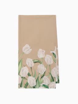 Дорожка на стол «Этель. Белые тюльпаны», 40×149 см, 100% хлопок, саржа 190 г/м², бежевая