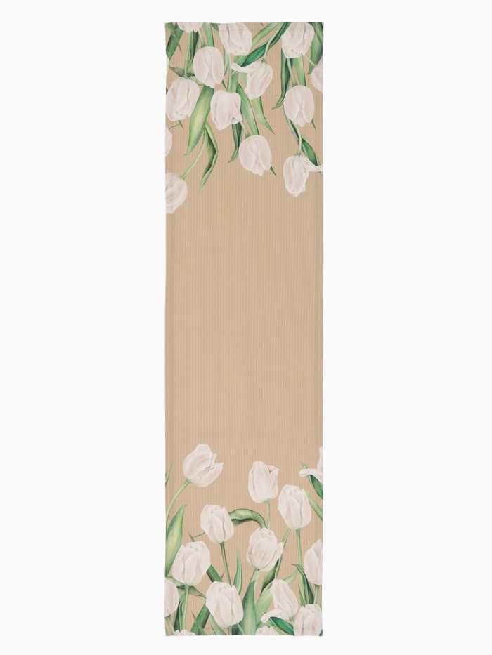 Дорожка на стол «Этель. Белые тюльпаны», 40×149 см, 100% хлопок, саржа 190 г/м², бежевая