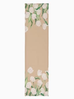Дорожка на стол «Этель. Белые тюльпаны», 40×149 см, 100% хлопок, саржа 190 г/м², бежевая
