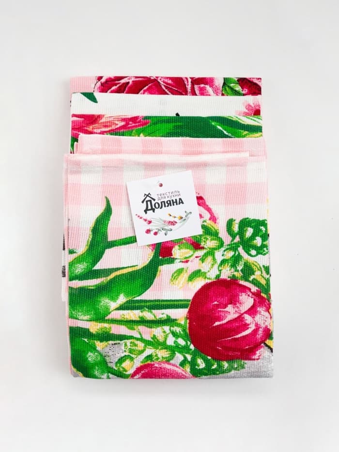 Набор кухонных полотенец «Доляна. Самой любимой», 35×60 см - 4 шт., 100% хлопок
