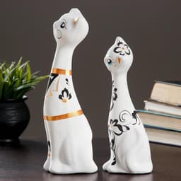 Набор фигурок керамика «Love Коты», 2 шт., белые, 7×9×29 см