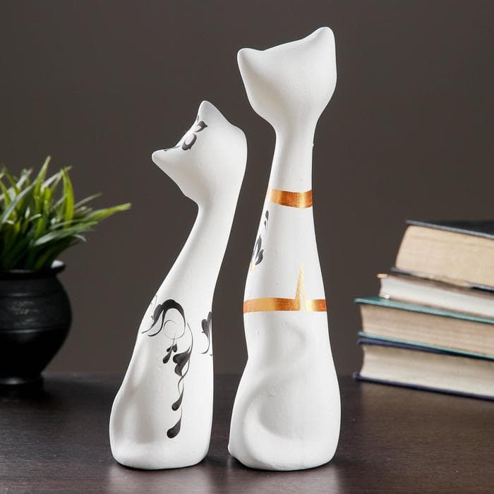 Набор фигурок керамика «Love Коты», 2 шт., белые, 7×9×29 см