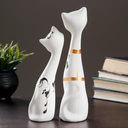 Набор фигурок керамика «Love Коты», 2 шт., белые, 7×9×29 см