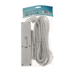 Удлинитель Luazon Lighting, 4 розетки, 10 м, 6 А, 1300 Вт, 3×0.75 мм2, с заземлением, с выключателем, белый