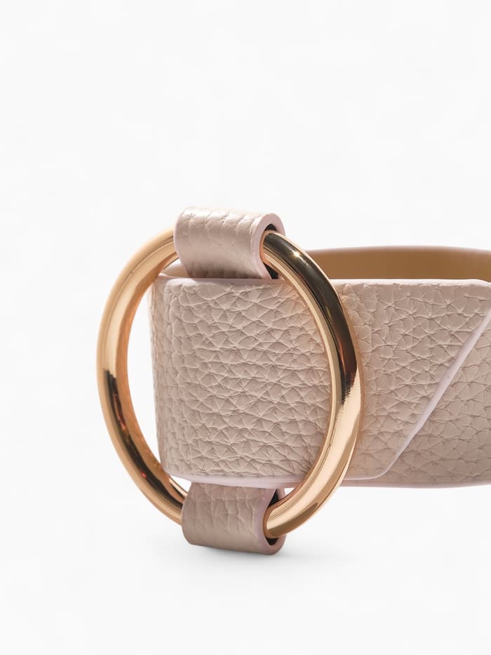 Браслет кожа «Помпеи» захват, светло-бежевый в золоте, 24 см