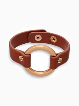 Браслет кожаный «Помпеи», L=21 см, заклёпки, коричневый в золоте