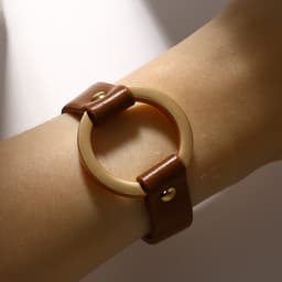 Браслет кожаный «Помпеи», L=21 см, заклёпки, коричневый в золоте