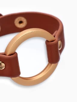 Браслет кожаный «Помпеи», L=21 см, заклёпки, коричневый в золоте