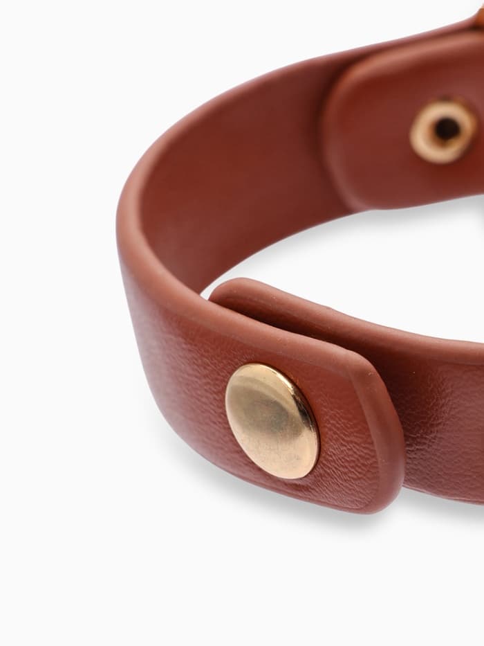 Браслет кожаный «Помпеи», L=21 см, заклёпки, коричневый в золоте