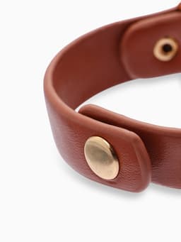 Браслет кожаный «Помпеи», L=21 см, заклёпки, коричневый в золоте