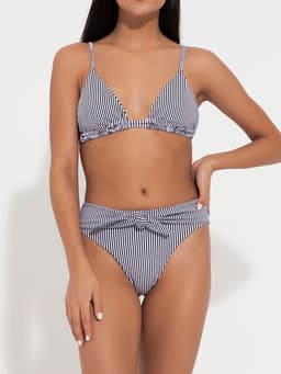 Купальник раздельный женский MINAKU Stripe, размер 42, черно-белый