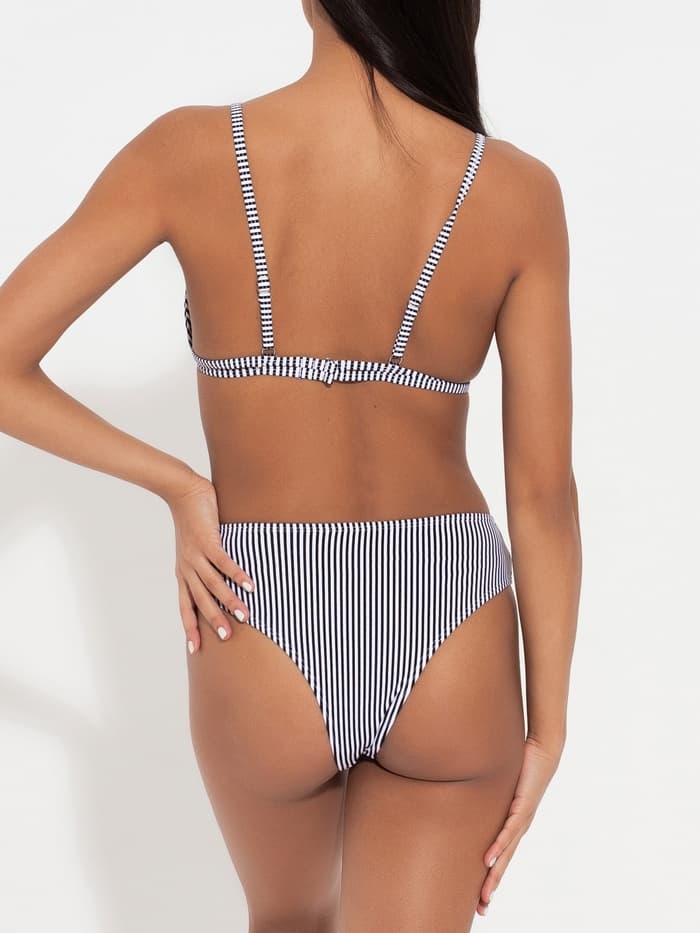 Купальник раздельный женский MINAKU Stripe, размер 42, черно-белый