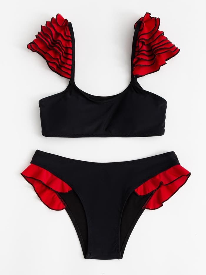 Купальник раздельный женский MINAKU Carmen, размер 42, красно-чёрный