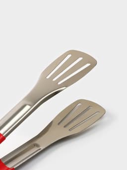 Щипцы кухонные Доляна «Яркость», 24×4.5 см, нержавеющая сталь, 201 марка стали, красные