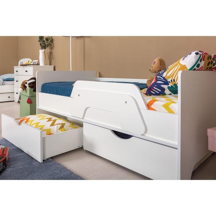 Кровать детская «Уна 11.22», 2 ящика, с бортиком, 1638×856×650 мм, цвет белый