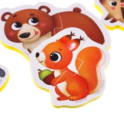 Пазлы мягкие для малышей Крошка Я «Лесные зверята», 5 пазлов, от 1 года