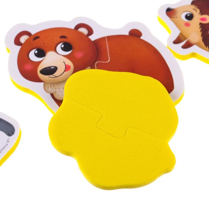 Пазлы мягкие для малышей Крошка Я «Лесные зверята», 5 пазлов, от 1 года