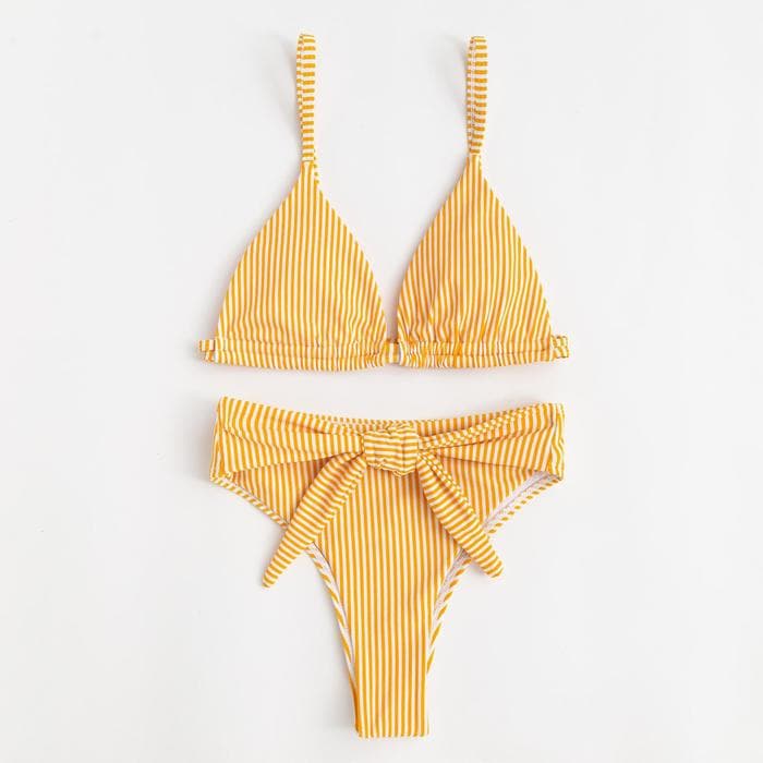 Купальник раздельный женский MINAKU Stripe, размер 50, желтый