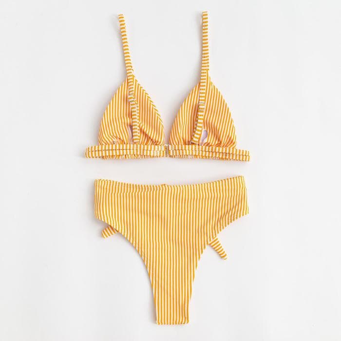 Купальник раздельный женский MINAKU Stripe, размер 50, желтый