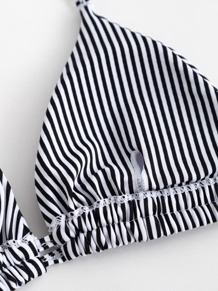 Купальник женский раздельный MINAKU Stripe, размер 48, чёрно-белый