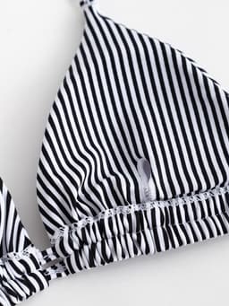 Купальник женский раздельный MINAKU Stripe, размер 48, чёрно-белый