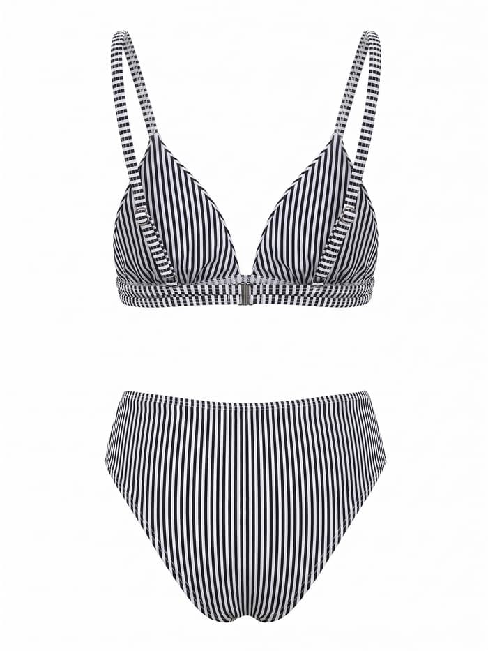 Купальник женский раздельный MINAKU Stripe, размер 48, чёрно-белый