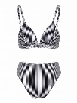 Купальник женский раздельный MINAKU Stripe, размер 48, чёрно-белый