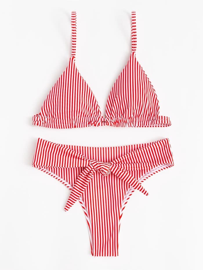 Купальник женский раздельный MINAKU «Stripe», размер 46, цвет красный